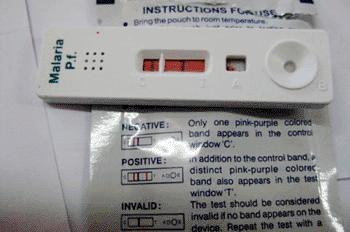 Image: Rapid diagnostic test for malaria (Photo courtesy of Orchid Biomedical Systems).